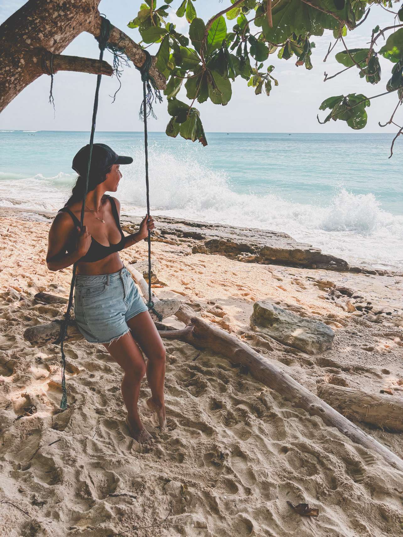 ThomasBeach-Uluwatu-Kayla_Swing Thomas Beach Girl on swing best Beaches in Uluwatu