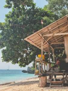 Beachside warung with ocean view