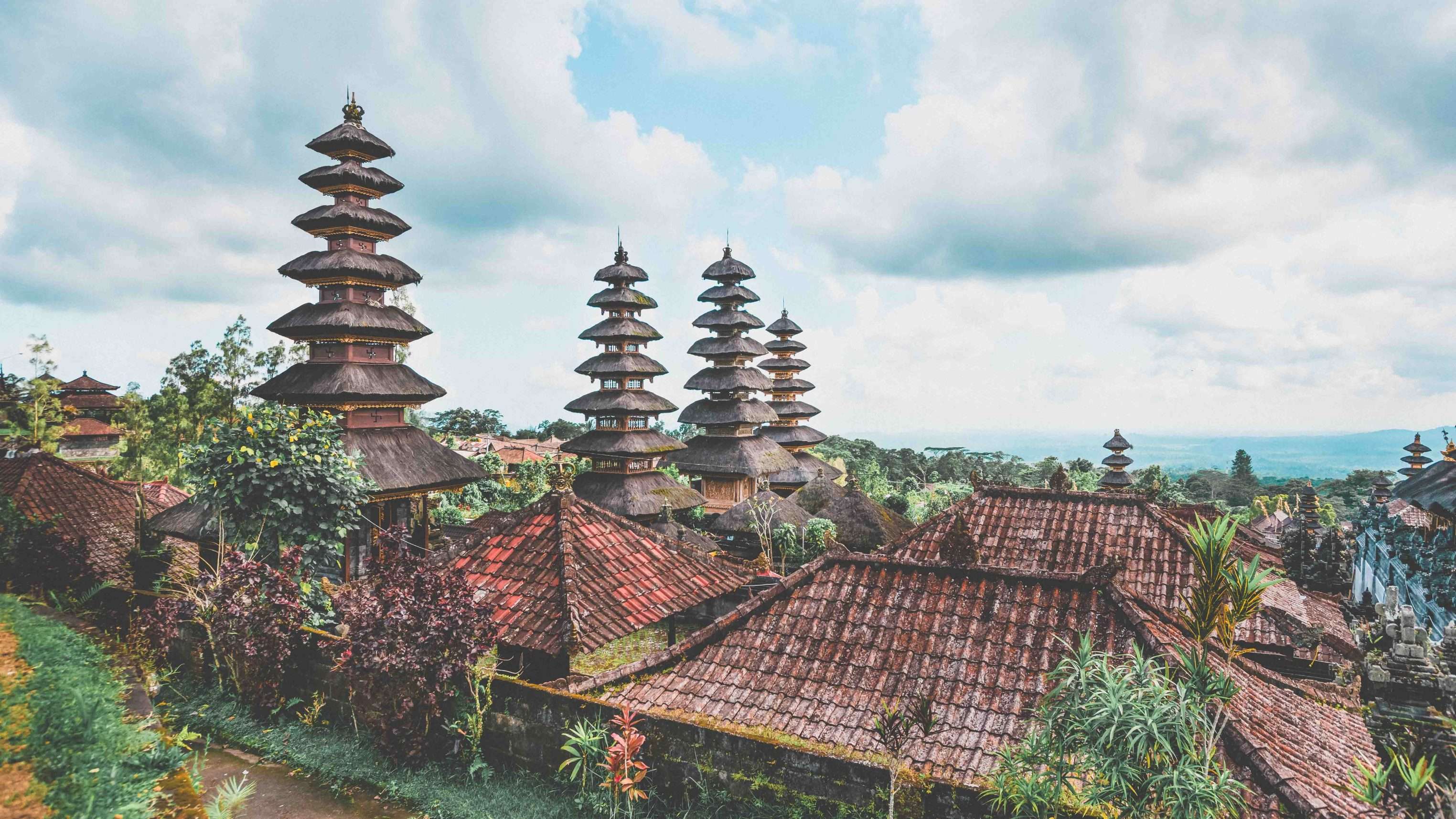 Roofs of Besakih Temple on Bali in Indonesia